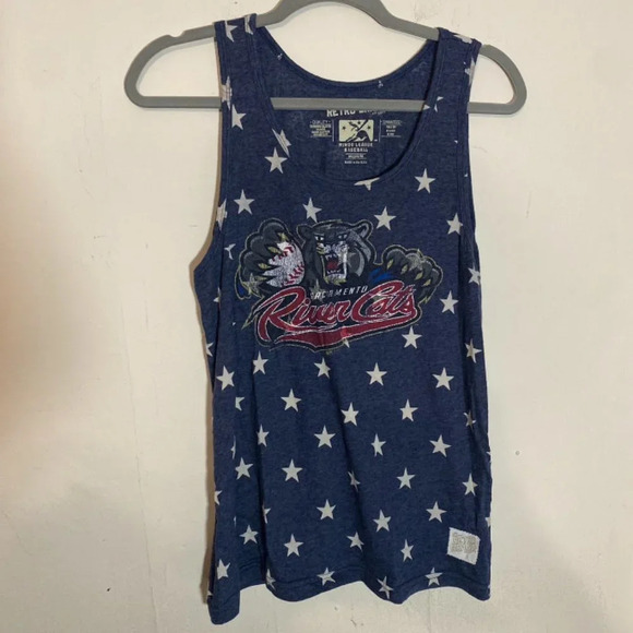 Sacramento Rivercats Navy Blue Fourth of July Starry Tank Top Size Medium - Picture 1 of 5